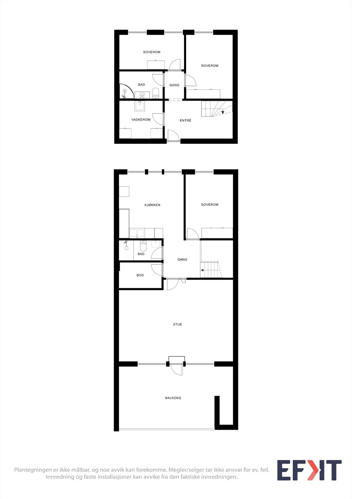 Plantegninger av 1. Etasje og 2.Etasje. Galleribilde