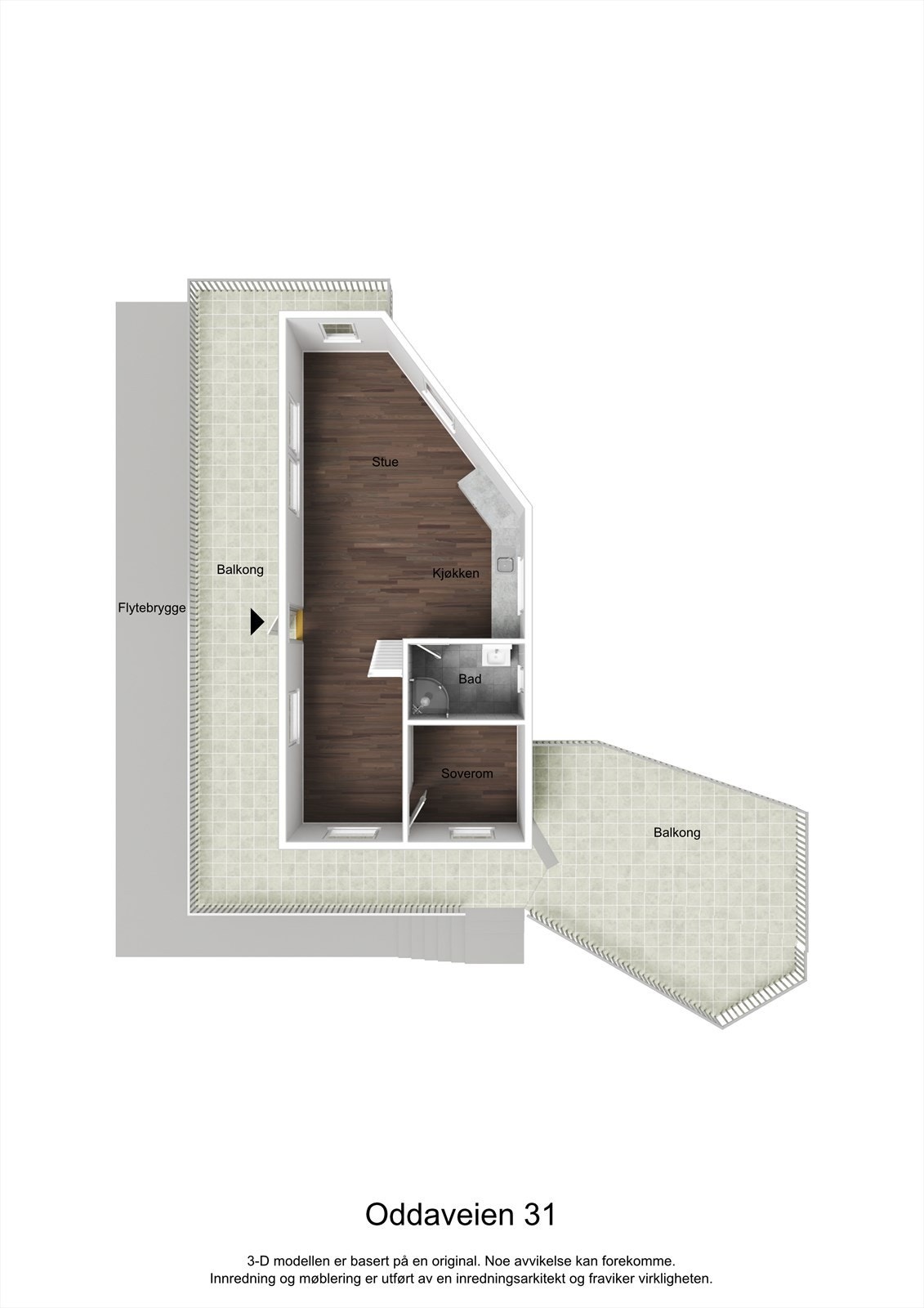 3D planillustrasjon over hytta. Galleribilde