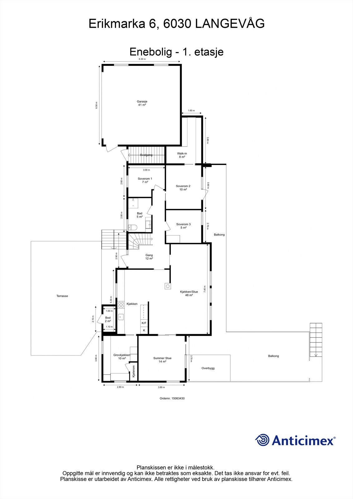 Målsatt plantegning 1. etasje Galleribilde