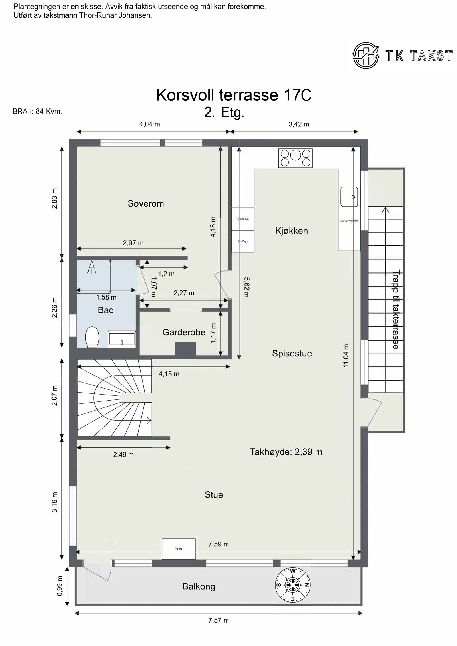 Plantegning Korsvoll terrasse 17 - Hus 2 - 2. etg Galleribilde