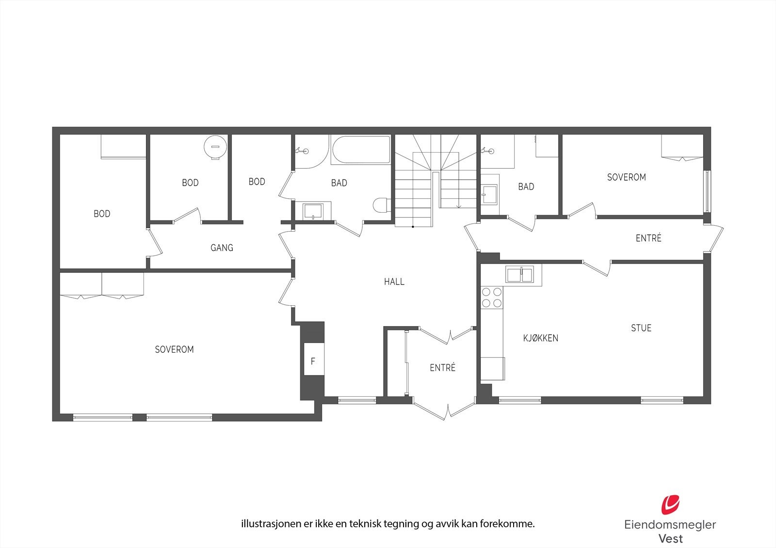 Plantegning 1. etasje Galleribilde