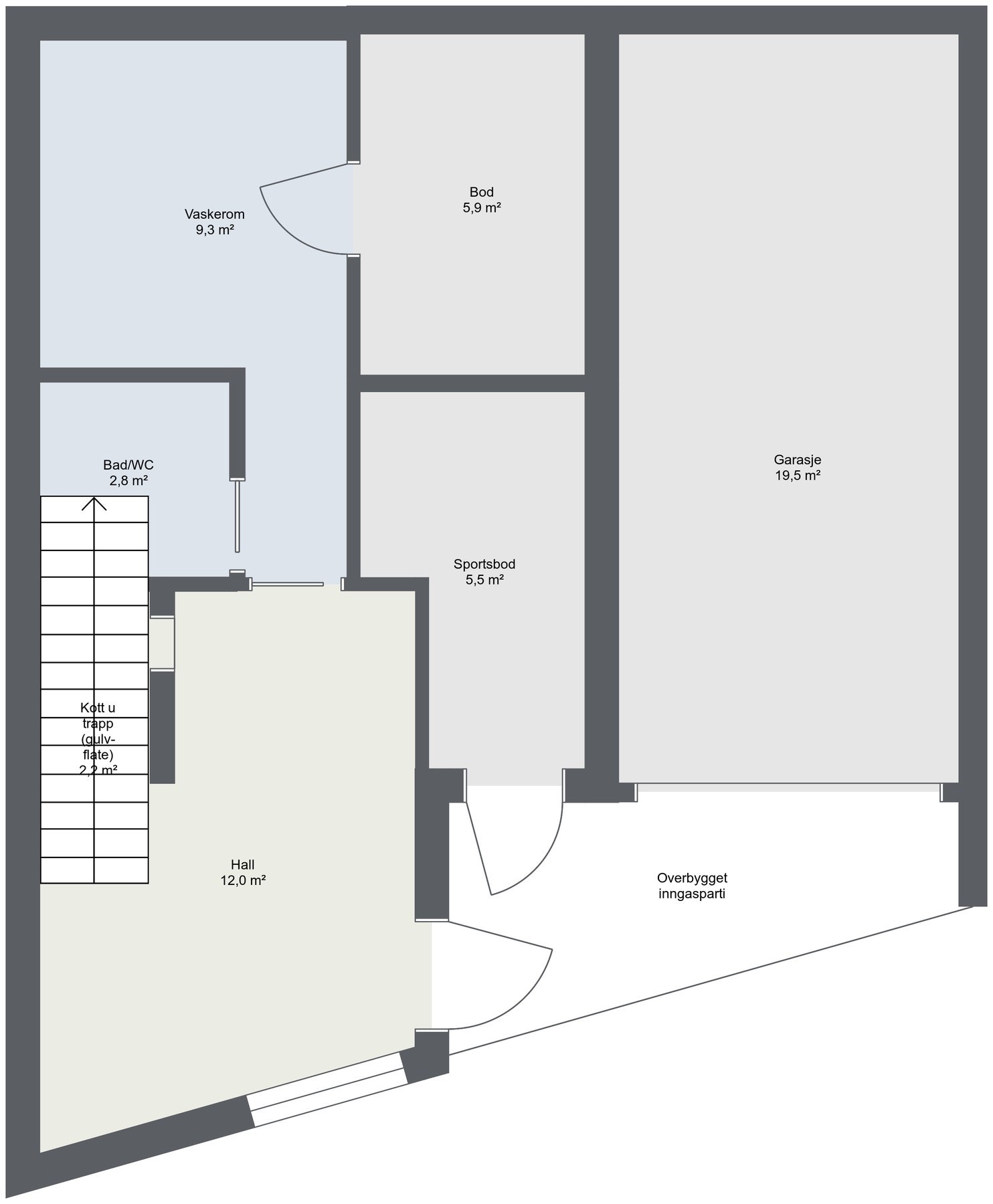 Planskisse sokkeletasje. Galleribilde
