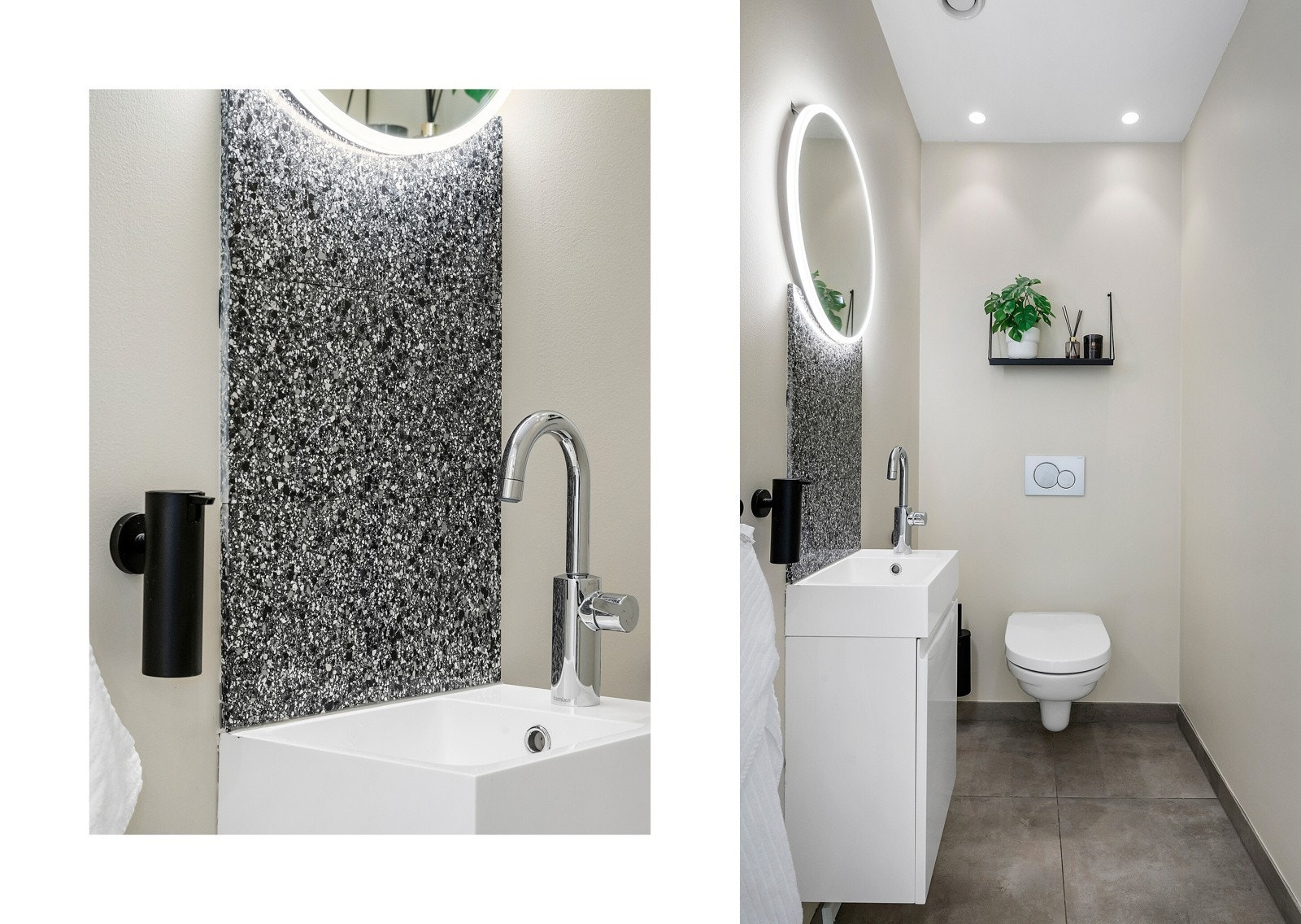 Ved entré og hall i inngangsplanet ligger et flott gjestetoalett. Galleribilde