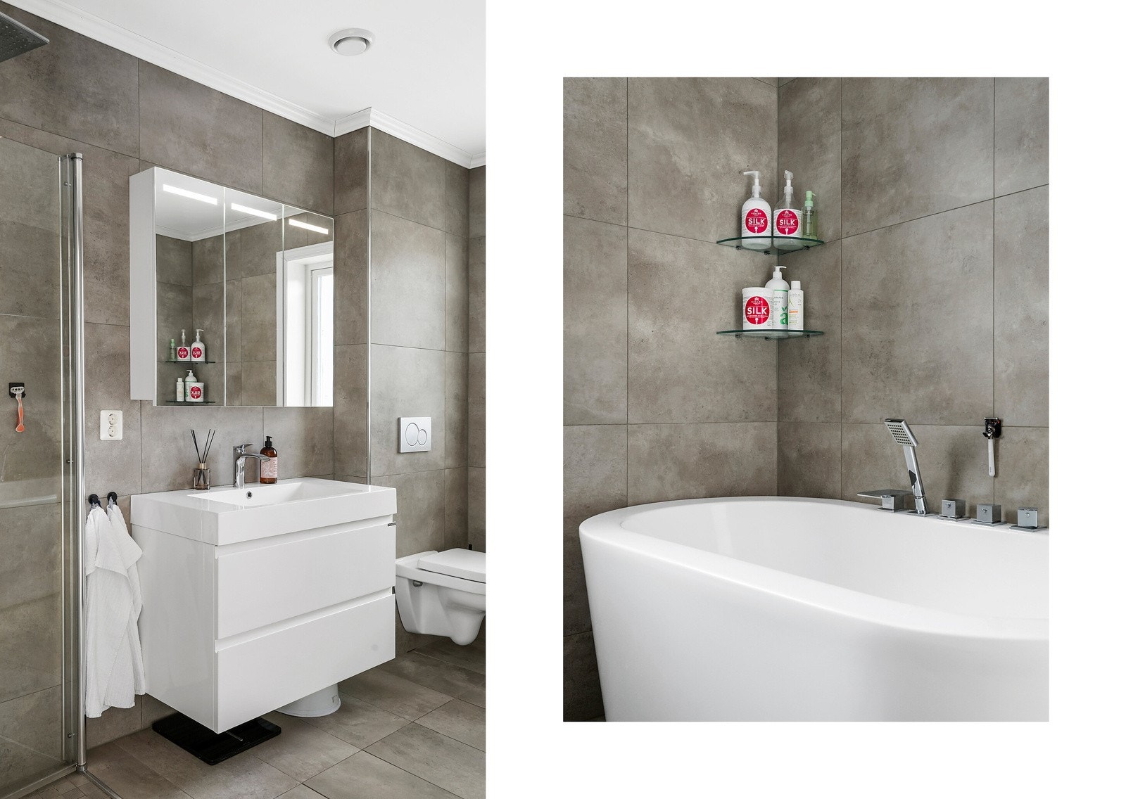 Badet har både dusjhjørne og badekar. Galleribilde