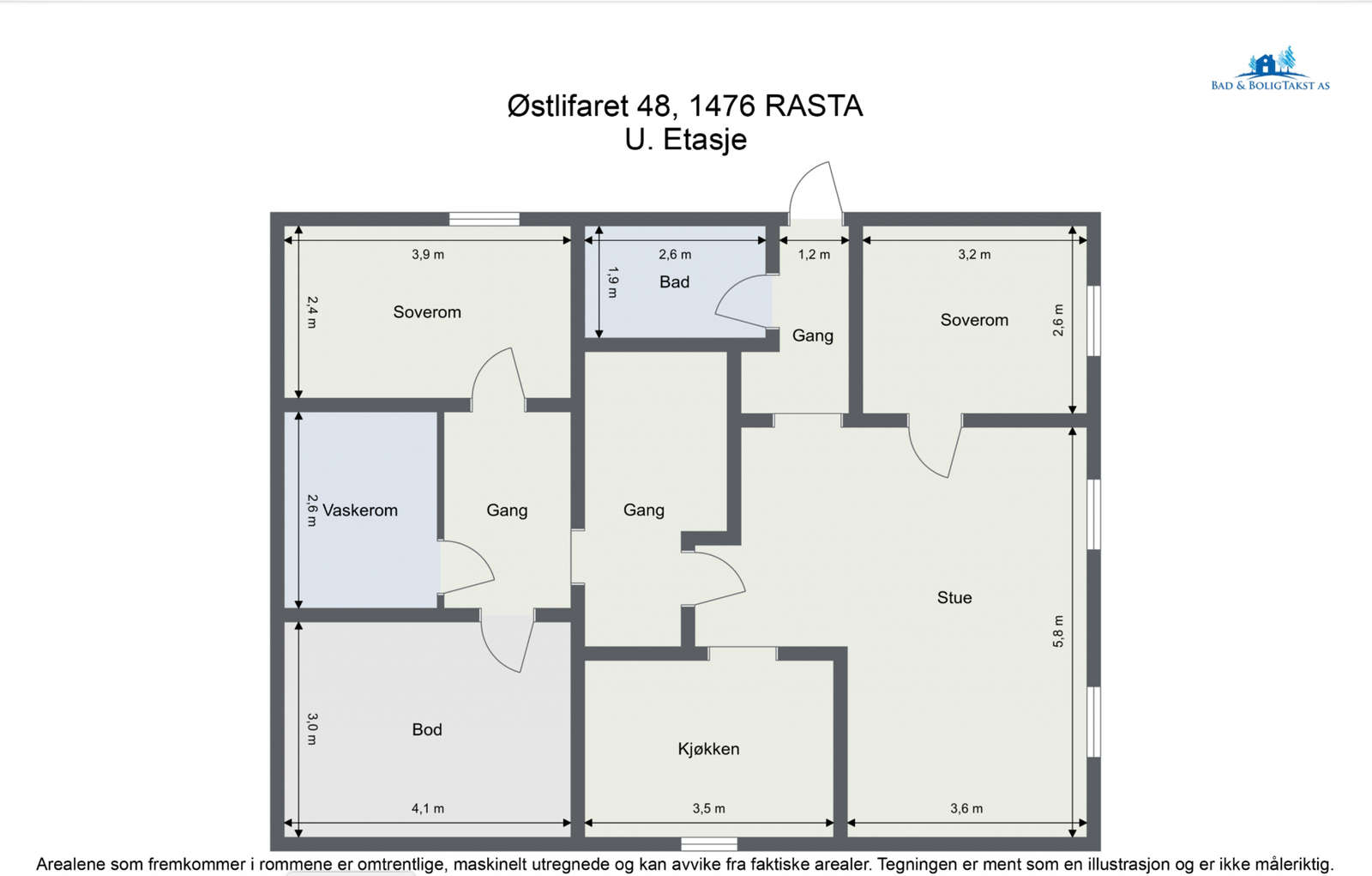 Her starter vi også med et overblikk over plantegningen til boligens hovedetasje slik at du får orientert deg litt. Galleribilde