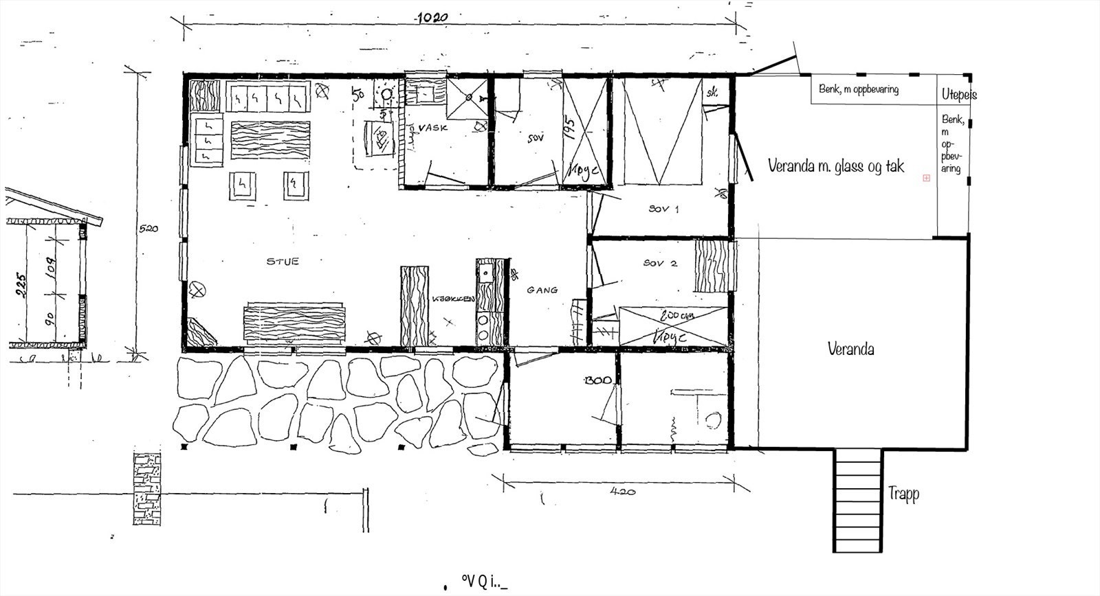 Planskisse av hytta Galleribilde