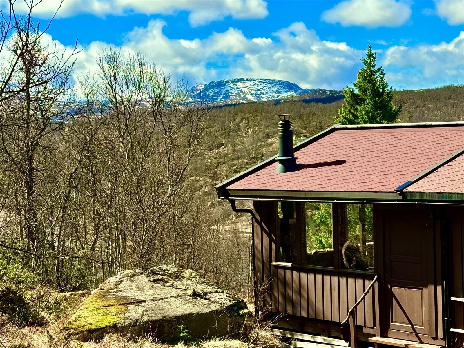 Og det er tilkomst via en dør og trapp ut til baksiden av hytta mot øst. Galleribilde