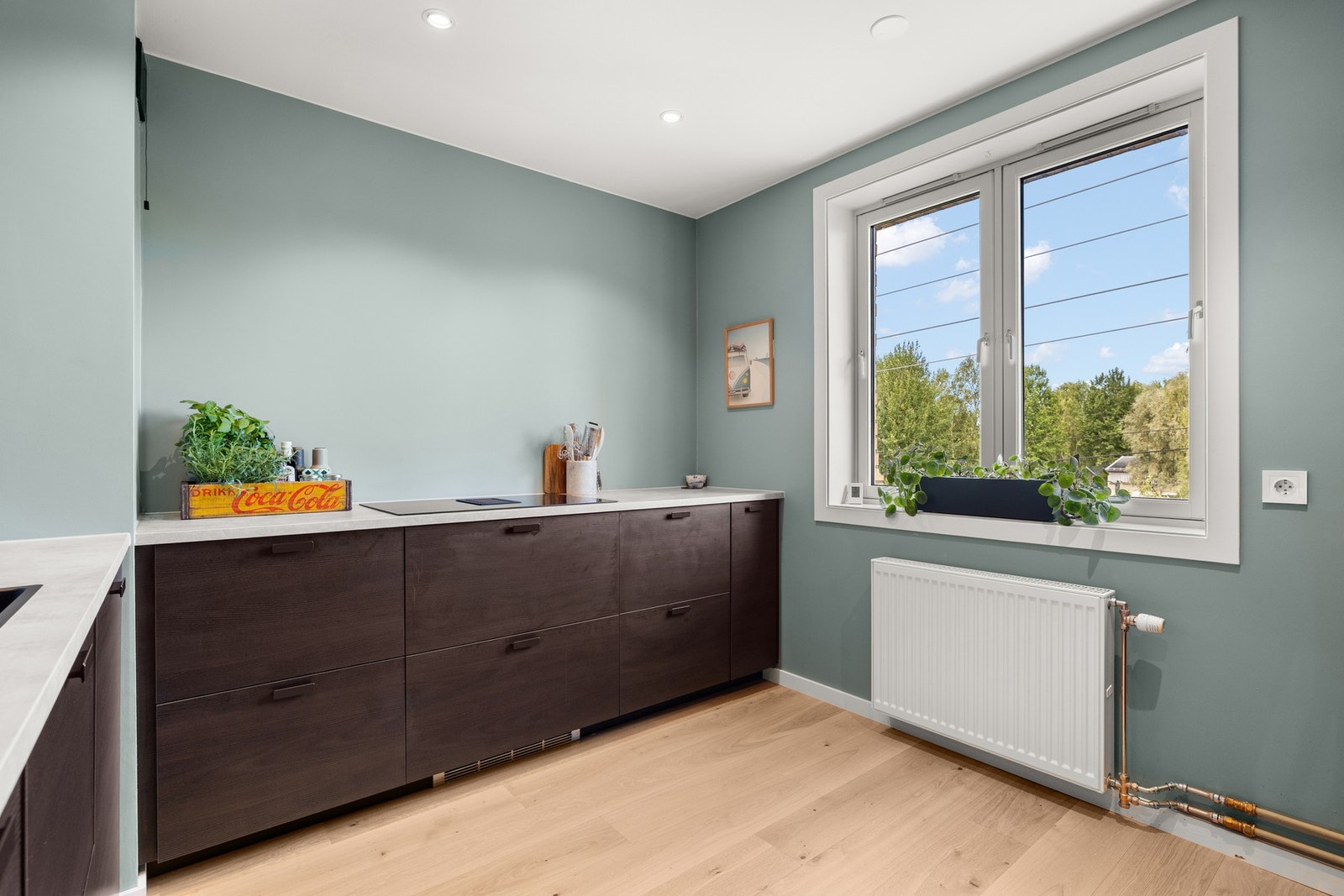 Integrert oppvaskmaskin, kjøle- og fryseskap, stekeovn, mikrobølgeovn og induksjonstopp. Galleribilde