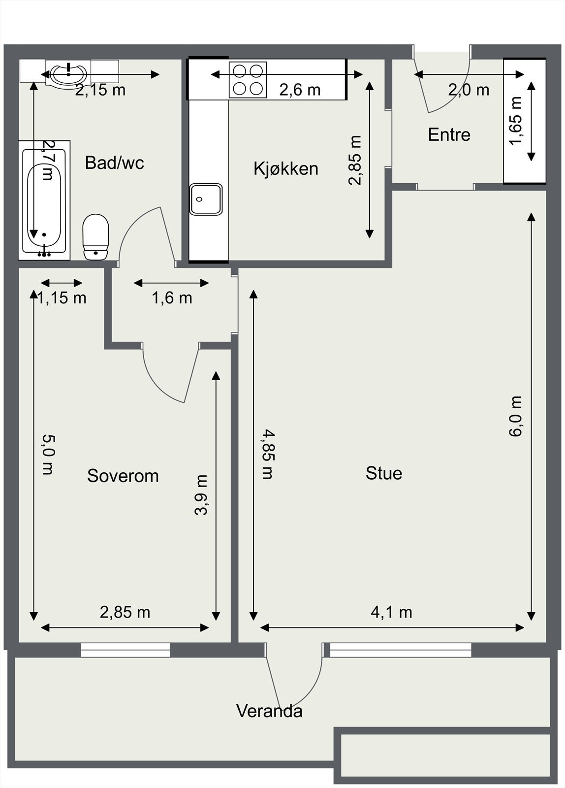 Plantegning med mål Galleribilde