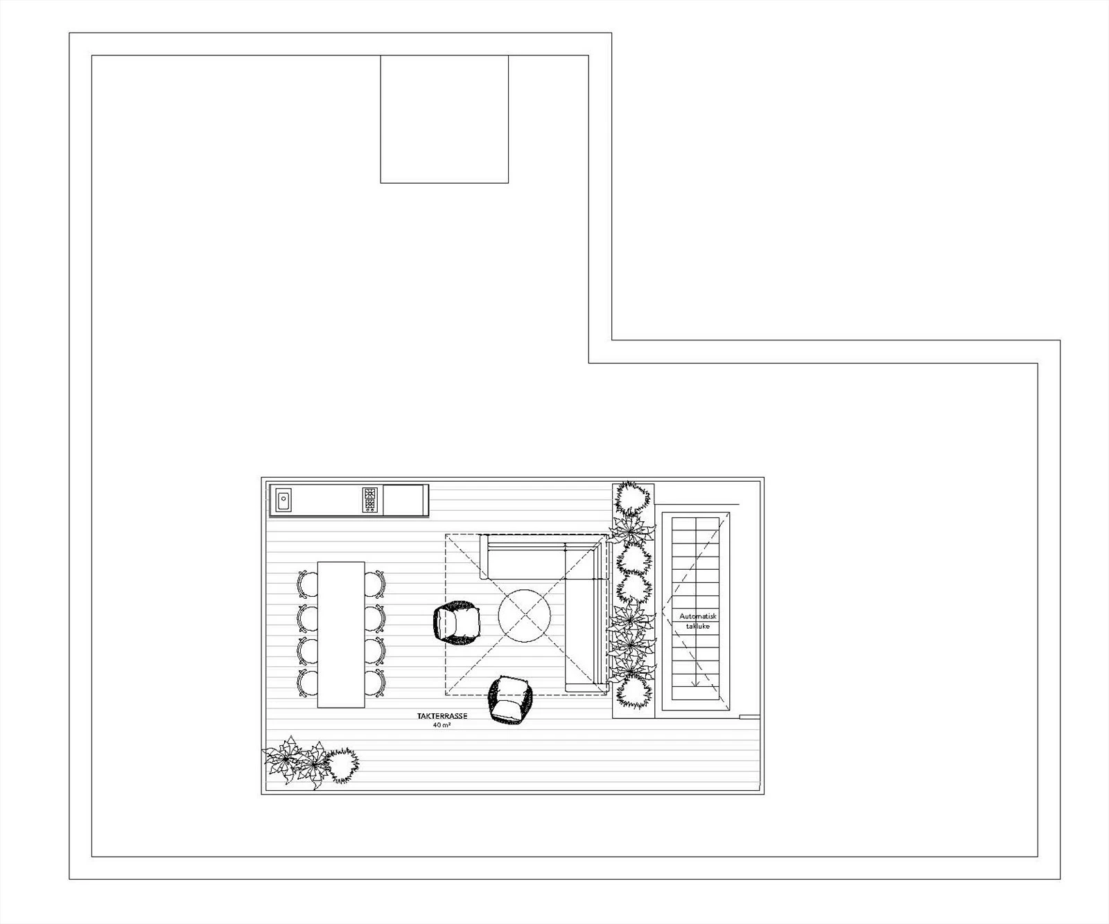 Plantegning takterrasse Galleribilde