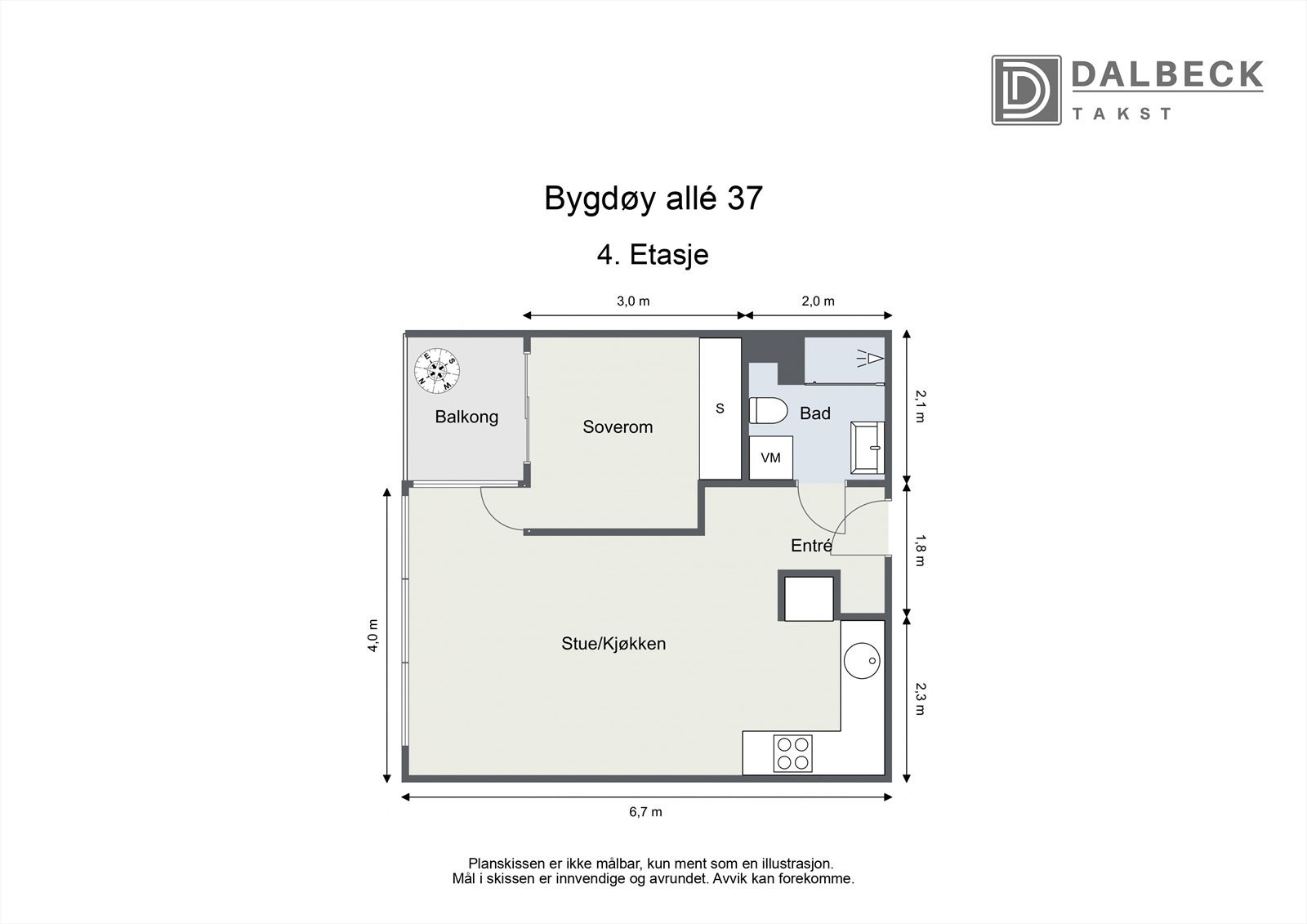 Plantegning. I tillegg disponerer leiligheten en kjellerbod på ca. 2kvm. Galleribilde