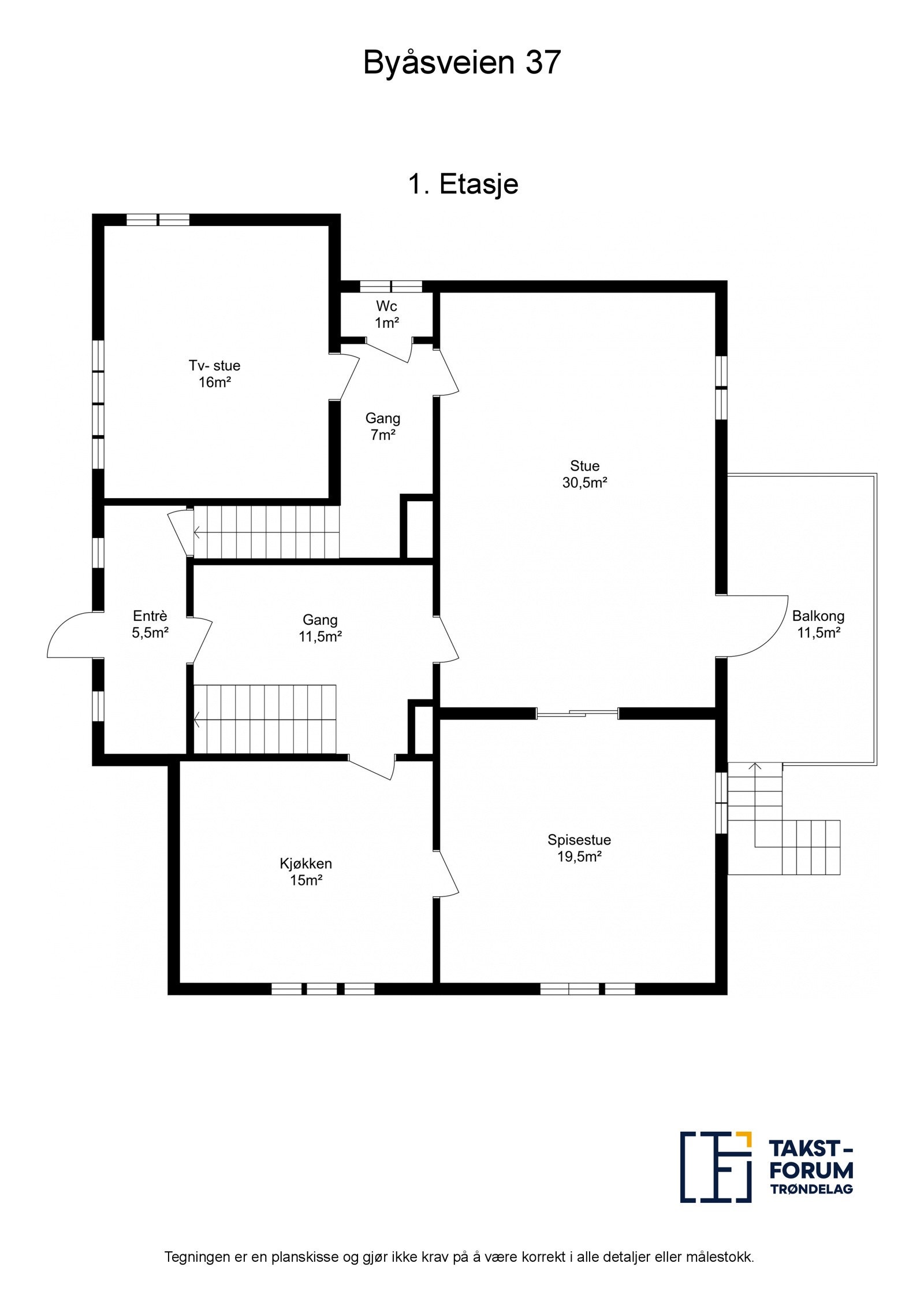 Plantegning 1. etasje Galleribilde
