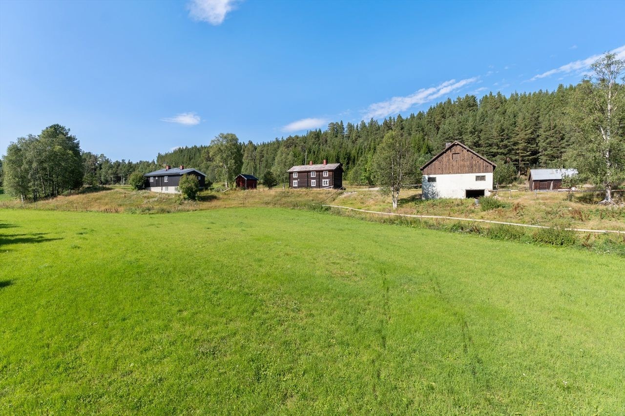 Eiendommen ligger fint til. Usjenert på utsiden av fylkesveien. Utsikt mot blant annet Tron. Galleribilde