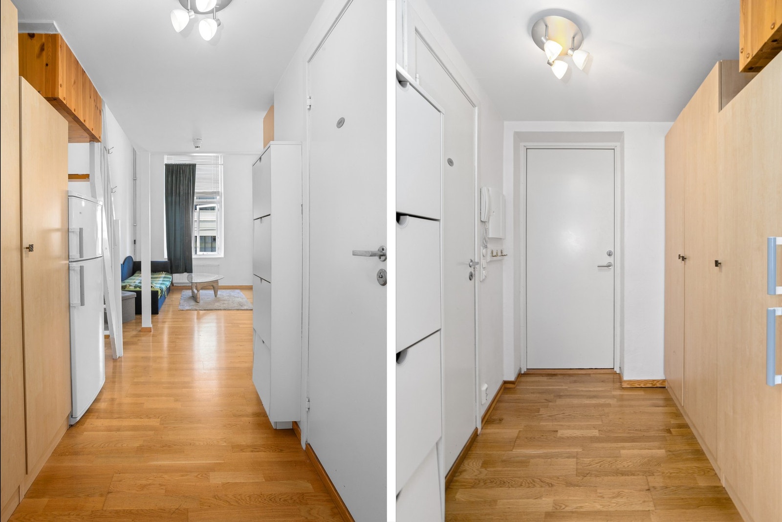 Entréen er lys og funksjonell med plass til oppheng av yttertøy og sko. Galleribilde