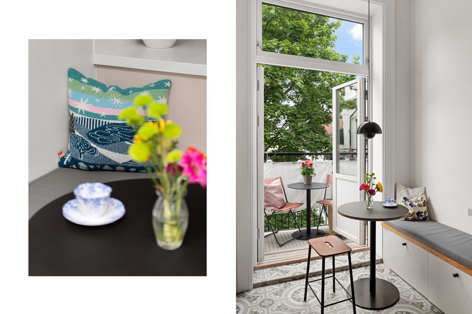 Hyggelig spiseplass samt utgang til balkong Galleribilde