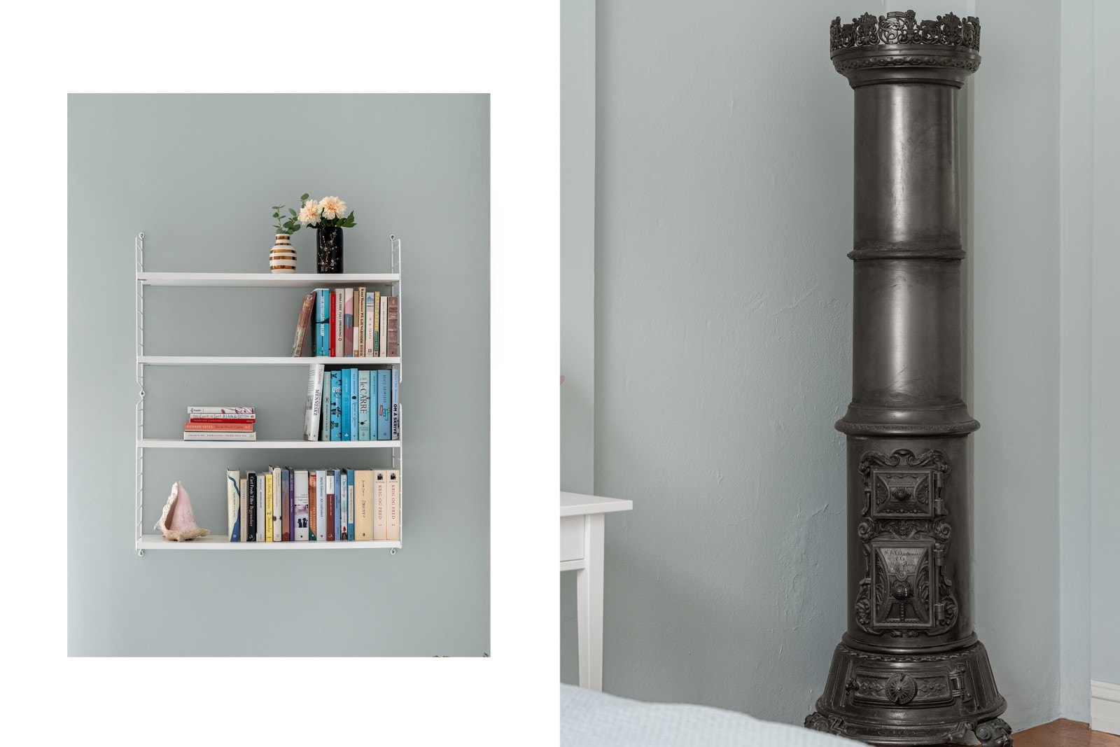 Nydelig klassisk støpejernsovn. Den gamle peisovnen er ikke tilkoblet og fungerer ikke - den er kun til pynt. Sameiet har renovert pipeløpet, så det er mulig å koble til en ovn på soverommet dersom kjøper ønsker det. Galleribilde