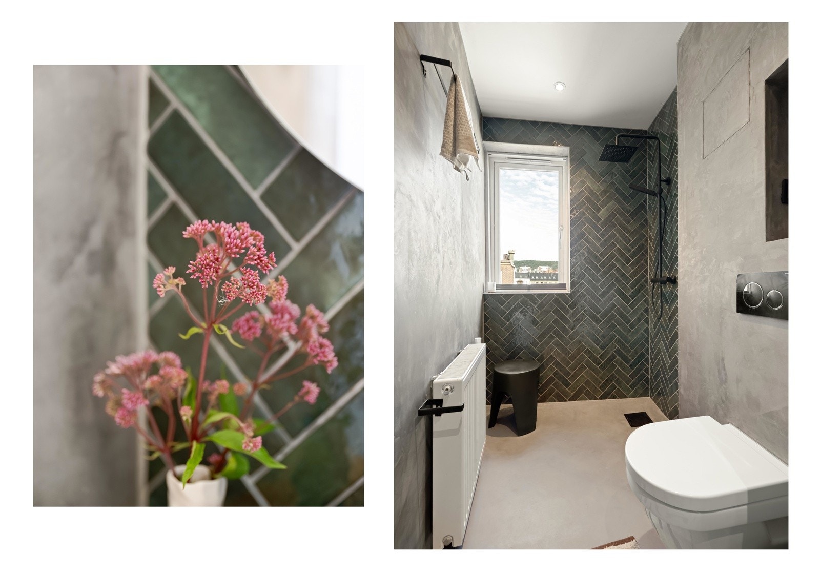 Fra entreen finner vi også inngangen til baderommet, pusset opp i 2020. Galleribilde