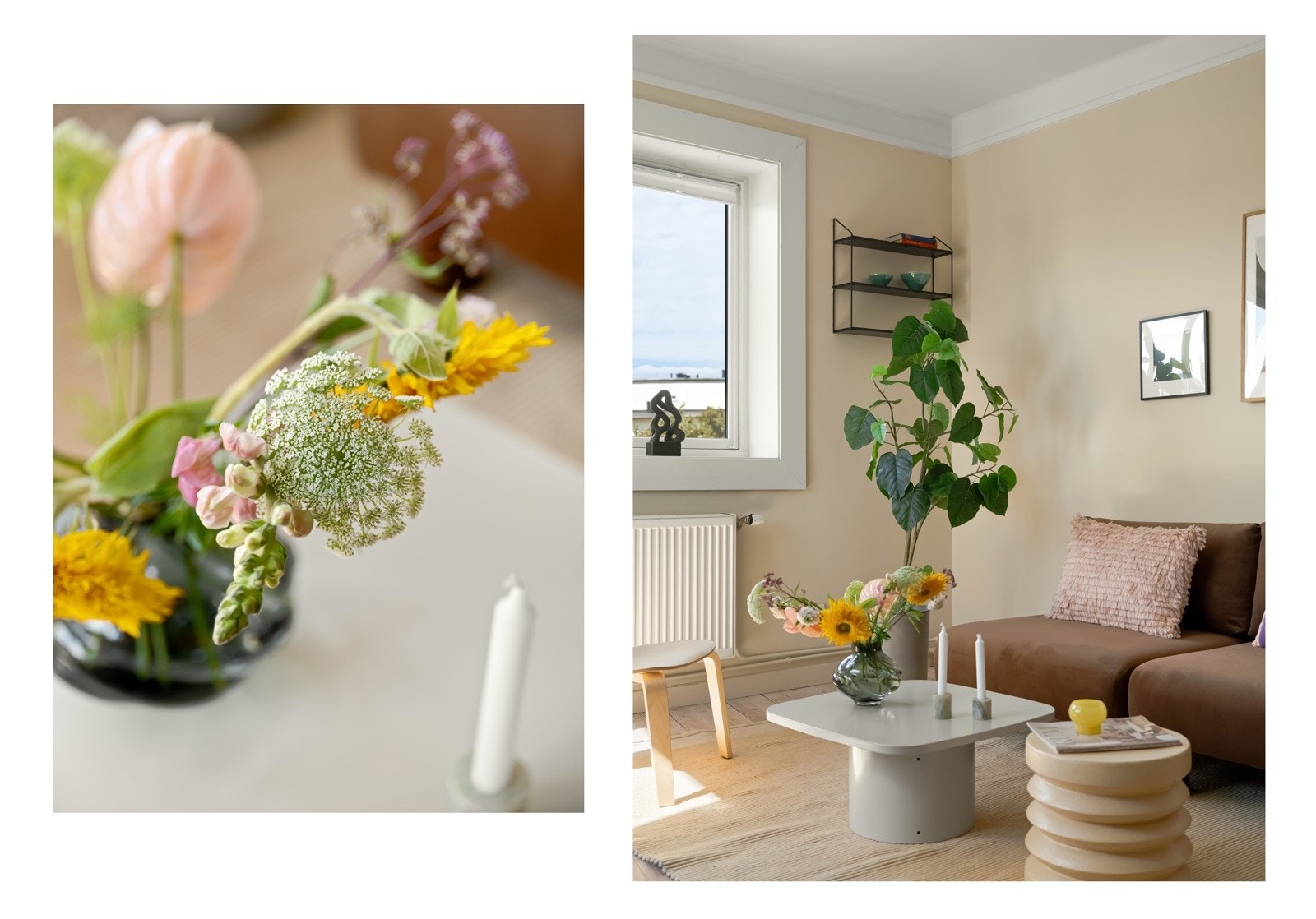 Det medfølger doble plissegardiner for effektiv solskjerming i hele leiligheten. Galleribilde