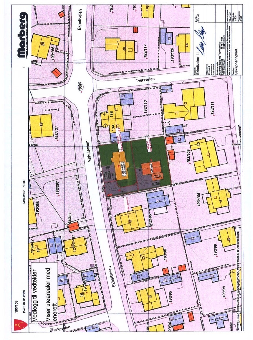 Tomten er seksjonert slik at det skal bygges et hus i bakkant. PS, garasjen skal rives og medfølger ikke. Den står på nabotomt. Galleribilde