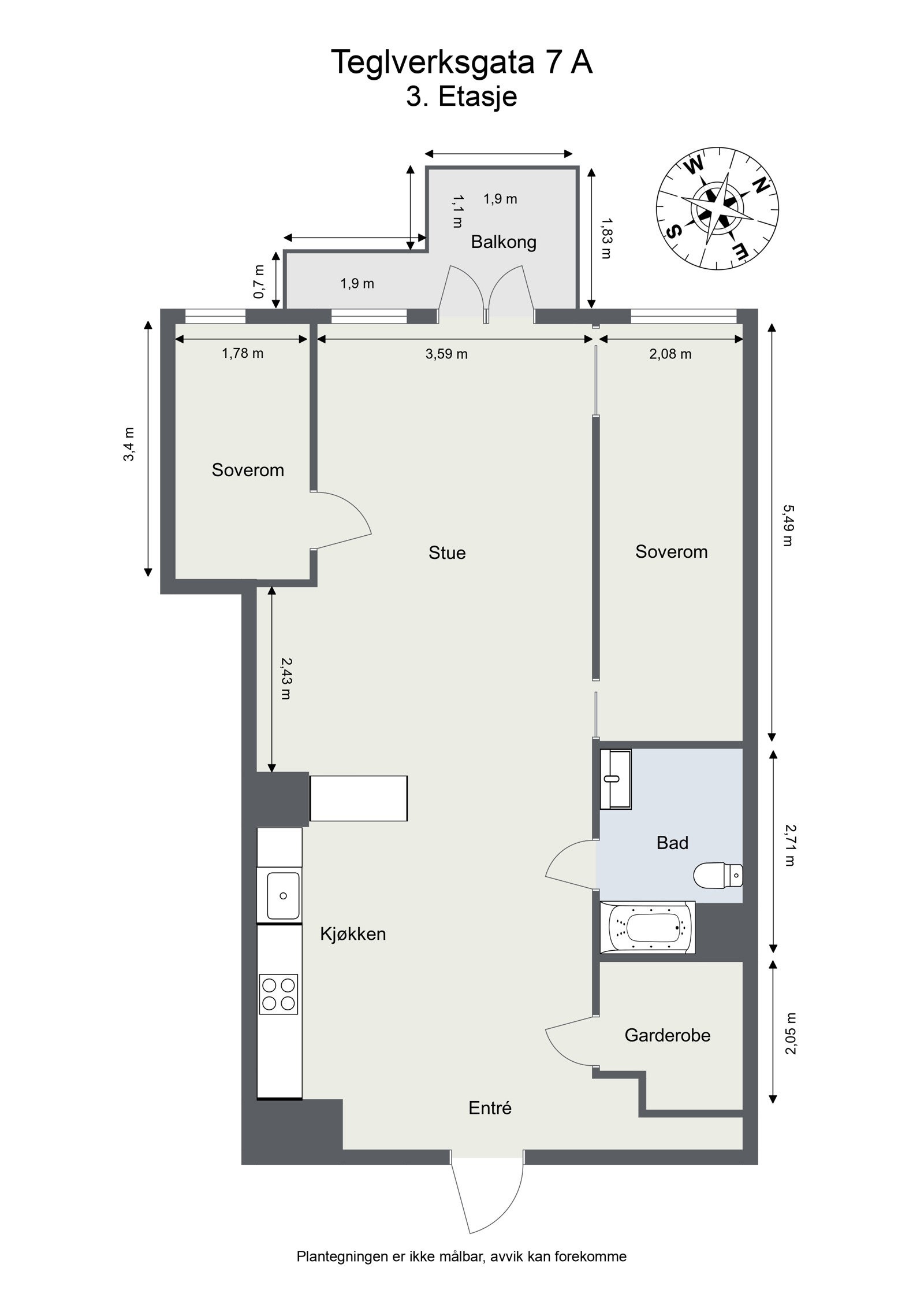 Åpen sosial planløsning og med god takhøyde i stuen på 2,6 meter. Galleribilde