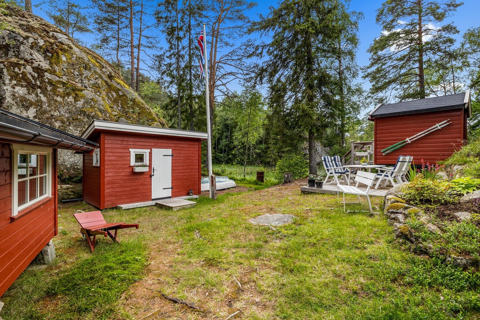 Eiendommen består av hytte, anneks og uthus med utedo. Galleribilde