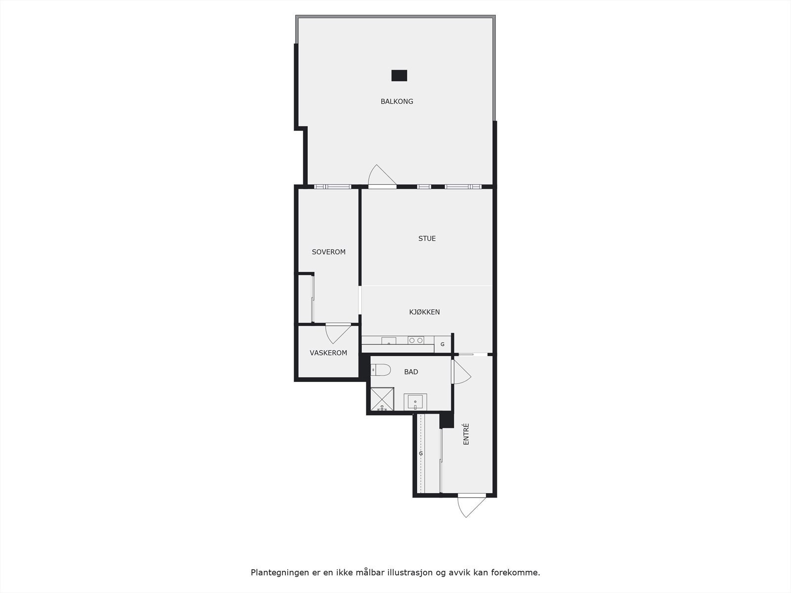 Plantegning 2. etasje. I tillegg disponerer leiligheten en garasjeplass med elbil-lader og en bod på 5m² i felles oppvarmet garasjeanlegg i 1. etasje. Heis i bygget. Galleribilde