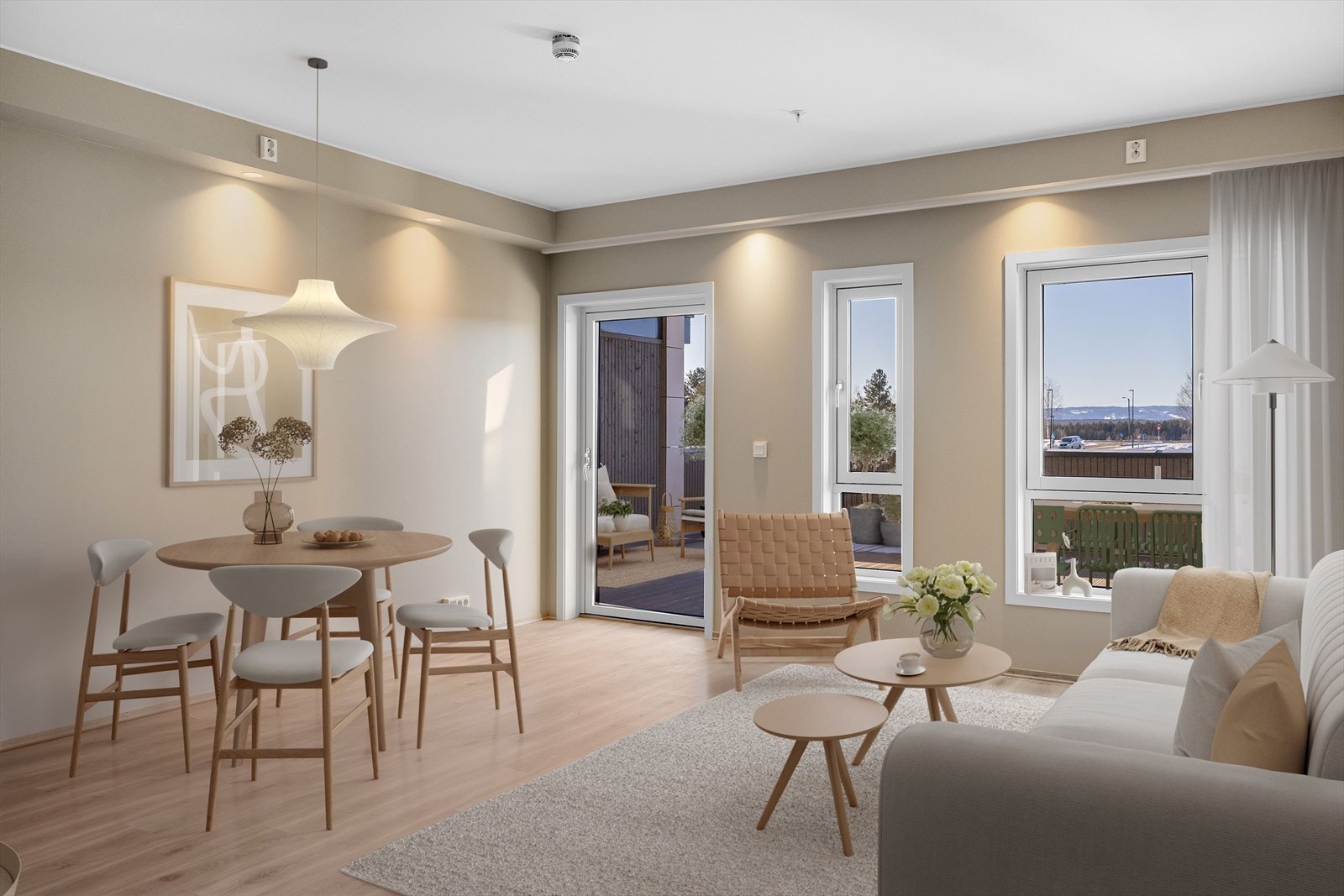 En helt ny og ubebodd 2-roms selveierleilighet i et moderne bygg med høy standard. Det gjøres oppmerksom på at bildet er en illustrasjon med digital styling. Galleribilde