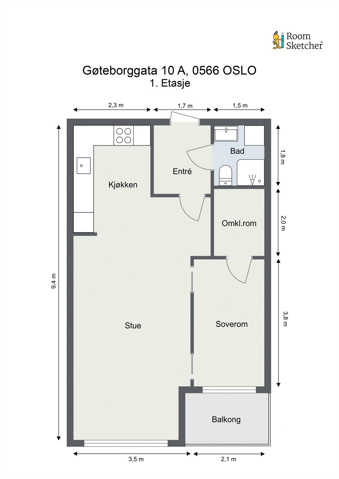 Planskisse - Leiligheten disponerer også en kjellerbod på 6 m² Galleribilde