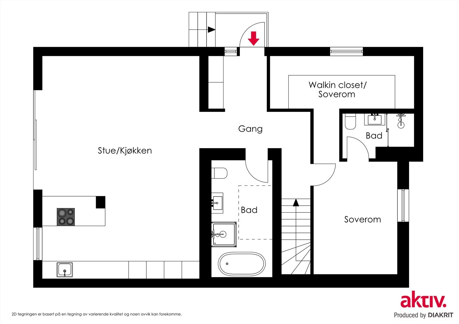 Planskisse- walkin closet er godkjent å omgjøre til soverom Galleribilde