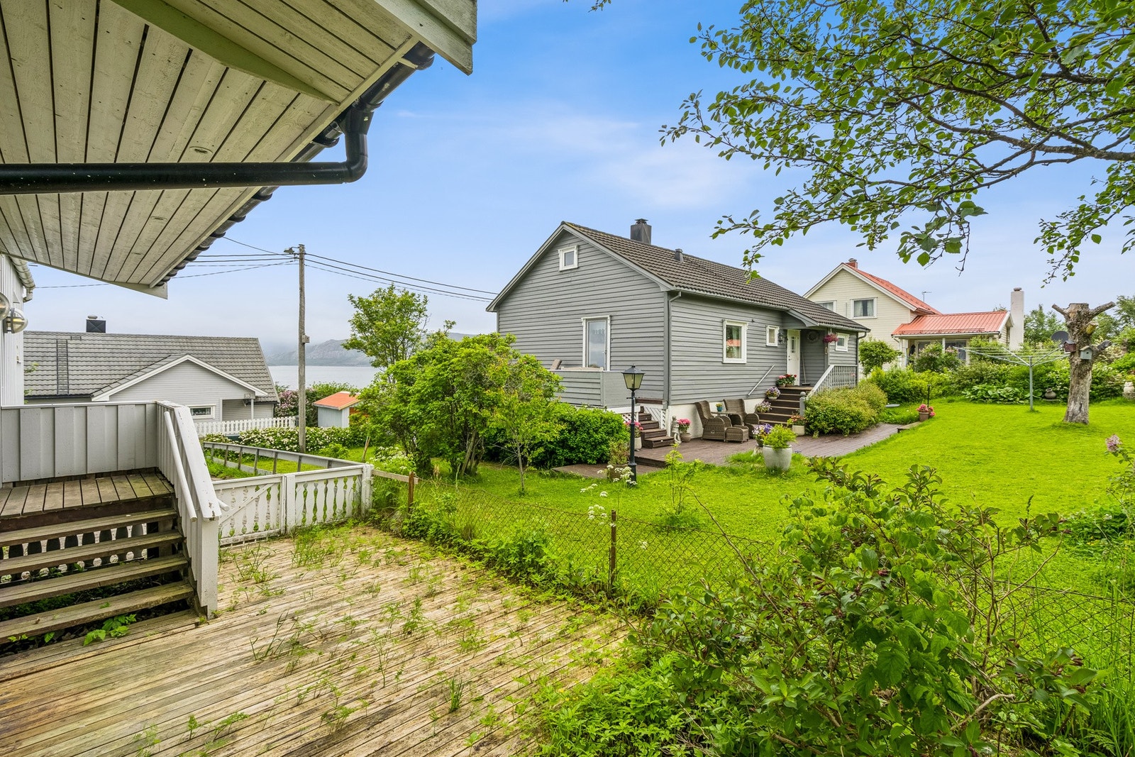 Pent opparbeidet tomt med plen og beplantning Galleribilde