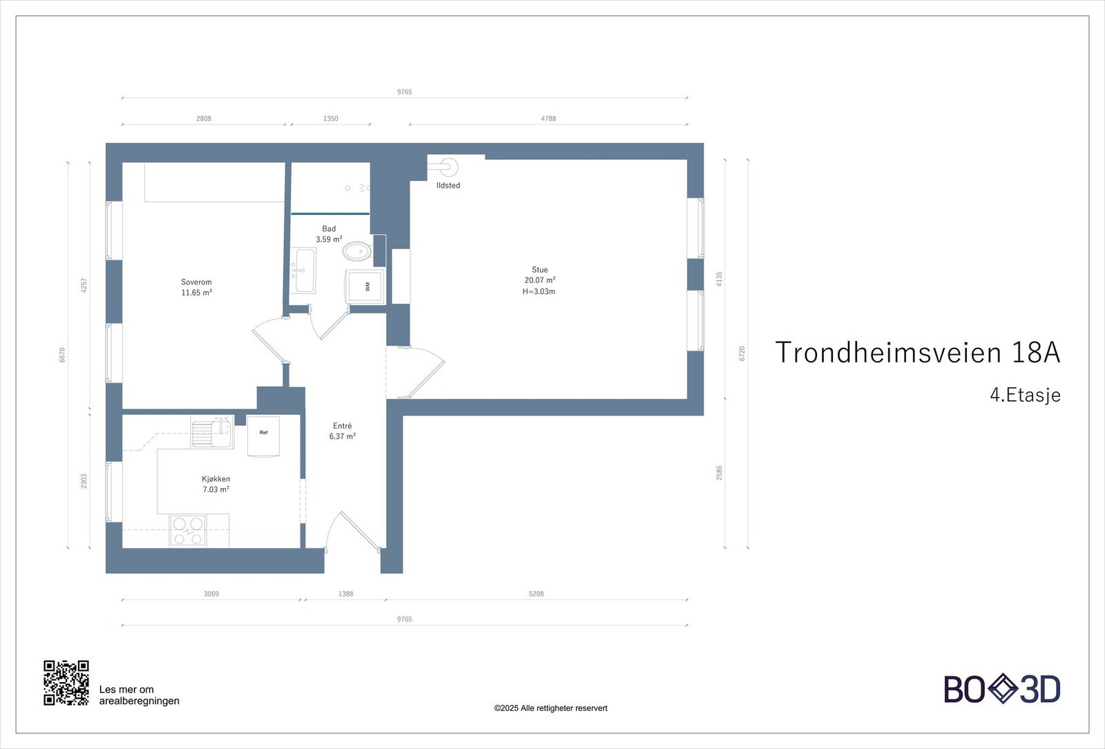 Klassisk 2-roms med mulighet for å flytte kjøkken til stue. Soverom vender ut mot rolig og pent opparbeidet gårdsrom. Galleribilde