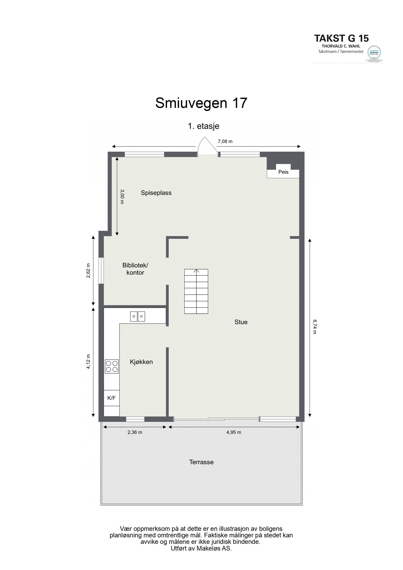Dagens planløsning i 1. etasje. Store, lyse og åpne rom. Galleribilde