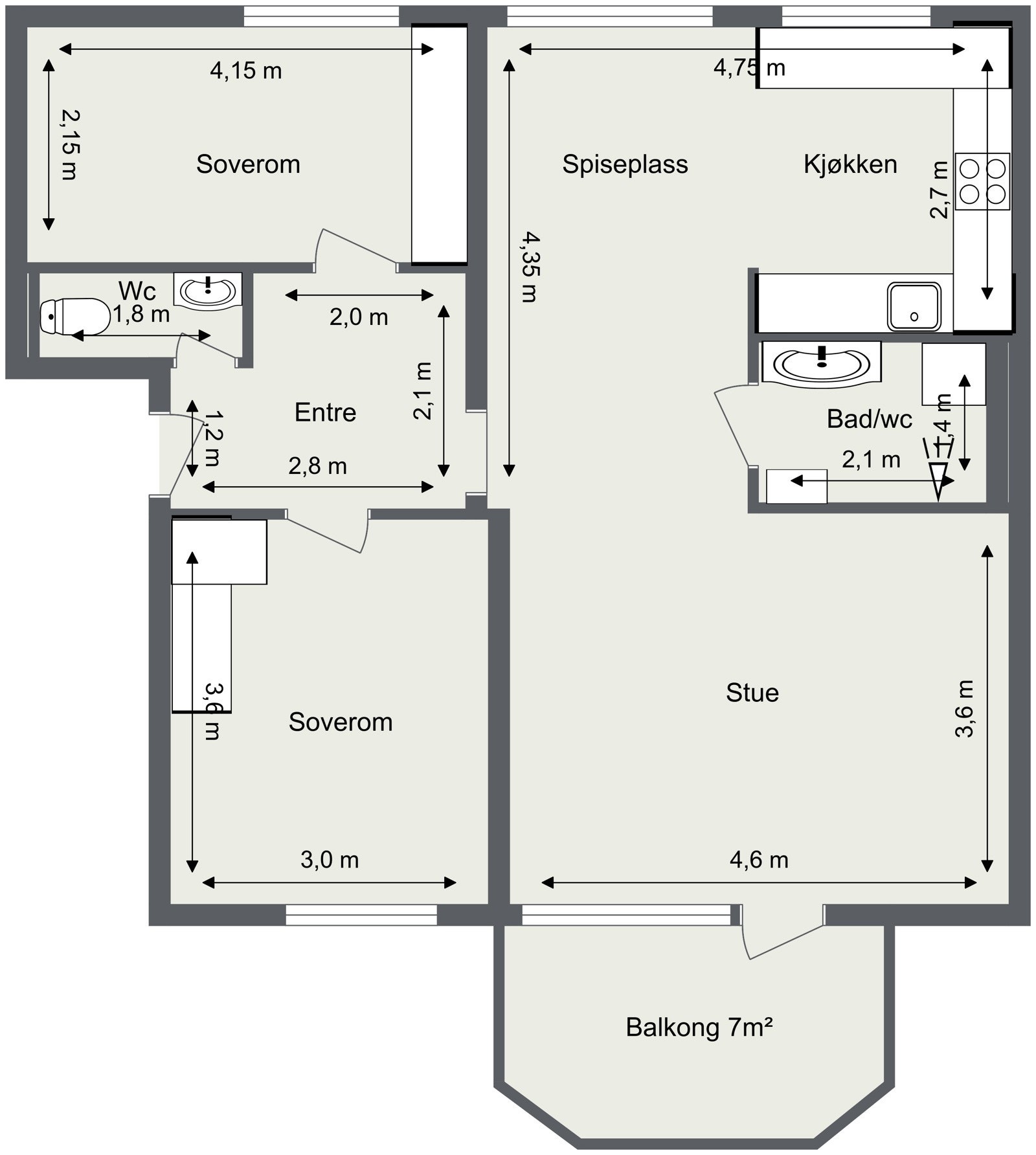 Skisse med mål Galleribilde