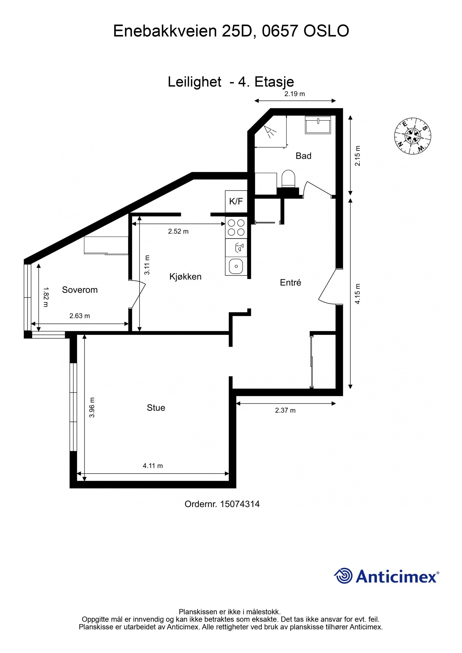 Plantegning med mål. Galleribilde