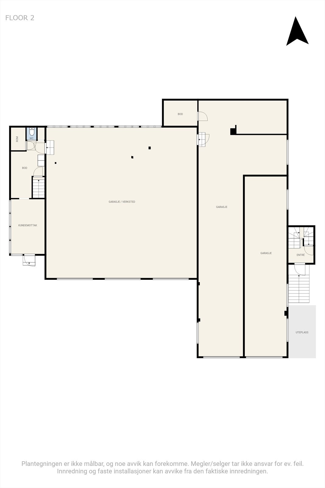 Plantegning av verksted og garasje. Galleribilde