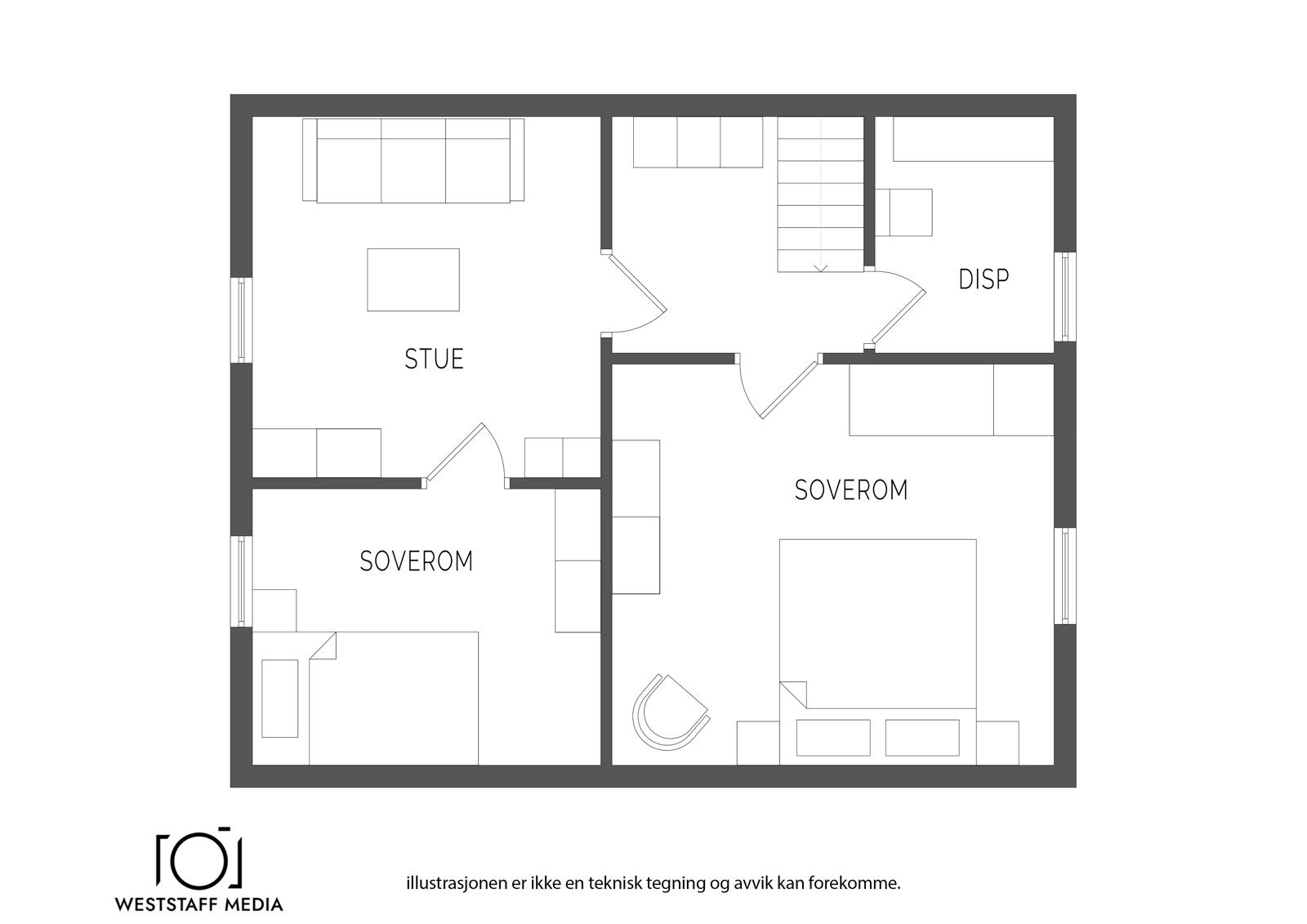 Planskisse andre etasje. Galleribilde