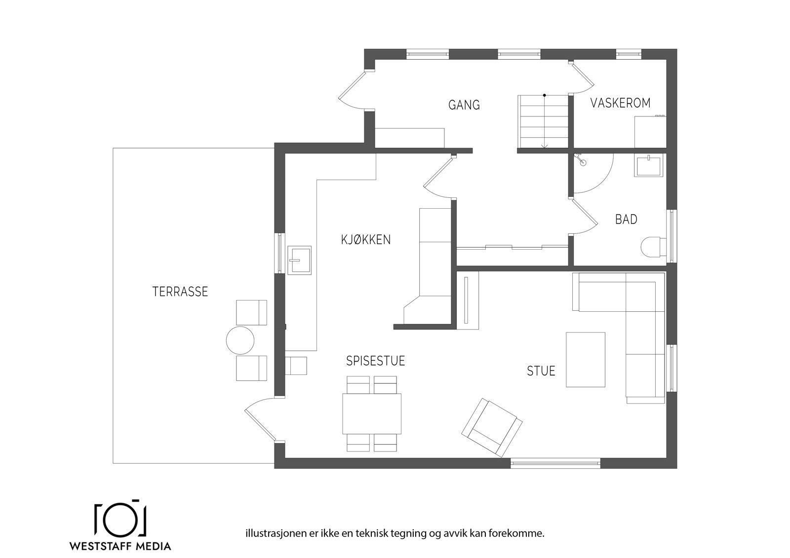Planskisse første etasje. Galleribilde