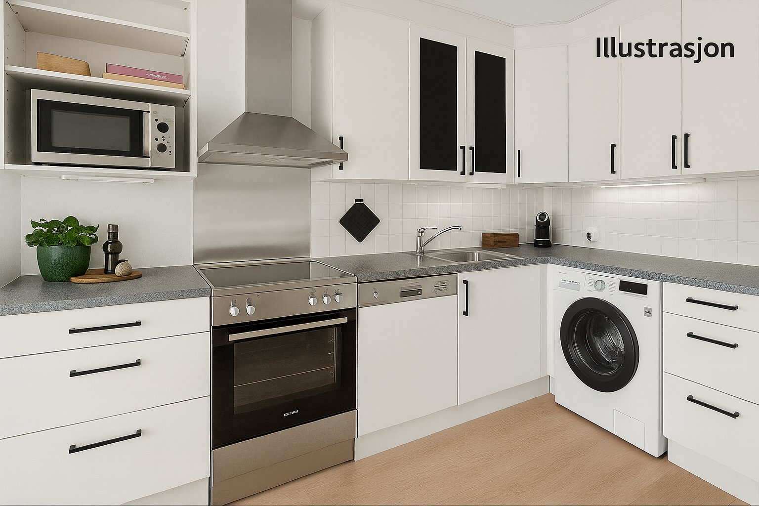 Mulighet for oppgradering -her kan du enkelt skape ditt drømmekjøkken med litt maling. Galleribilde