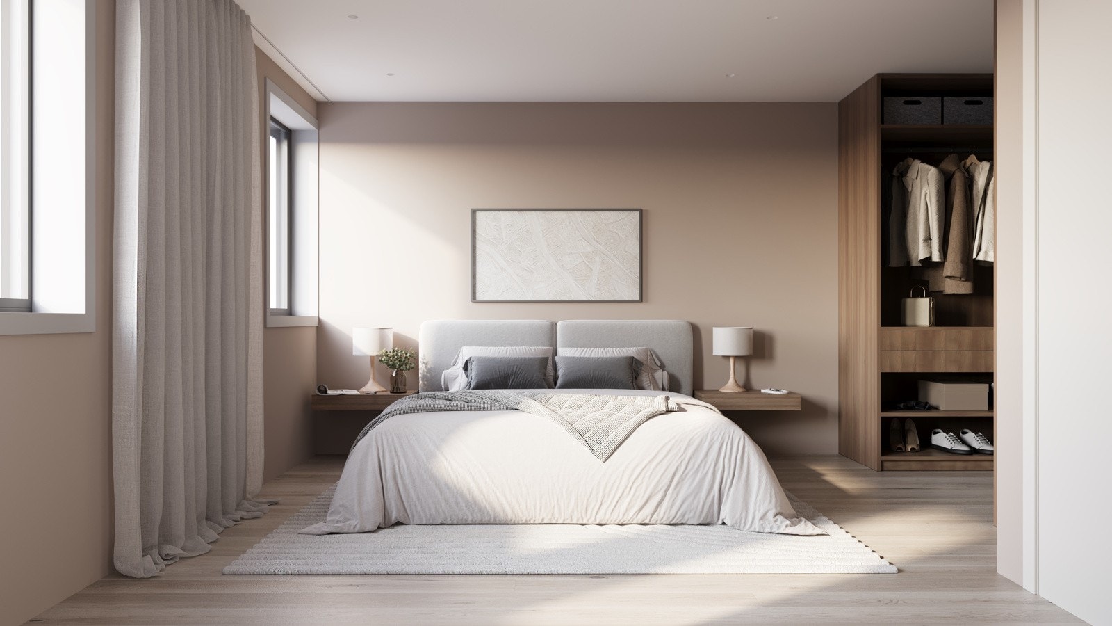 Stort hovedsoverom i andre etasje med plass for omkledningsrom - Illustrasjon Galleribilde