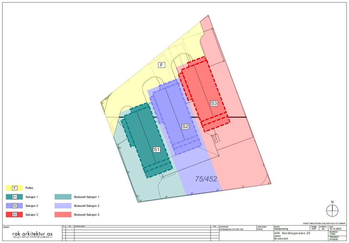 Tomten blir fellesareal med vedtektsfestet eksklusiv bruksrett til seksjonene Galleribilde