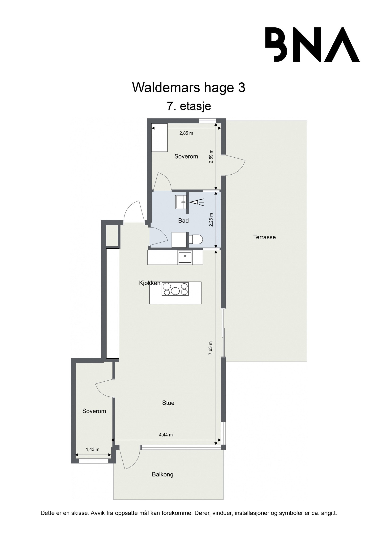 Opprinnelig plantegning med 2 soverom Galleribilde