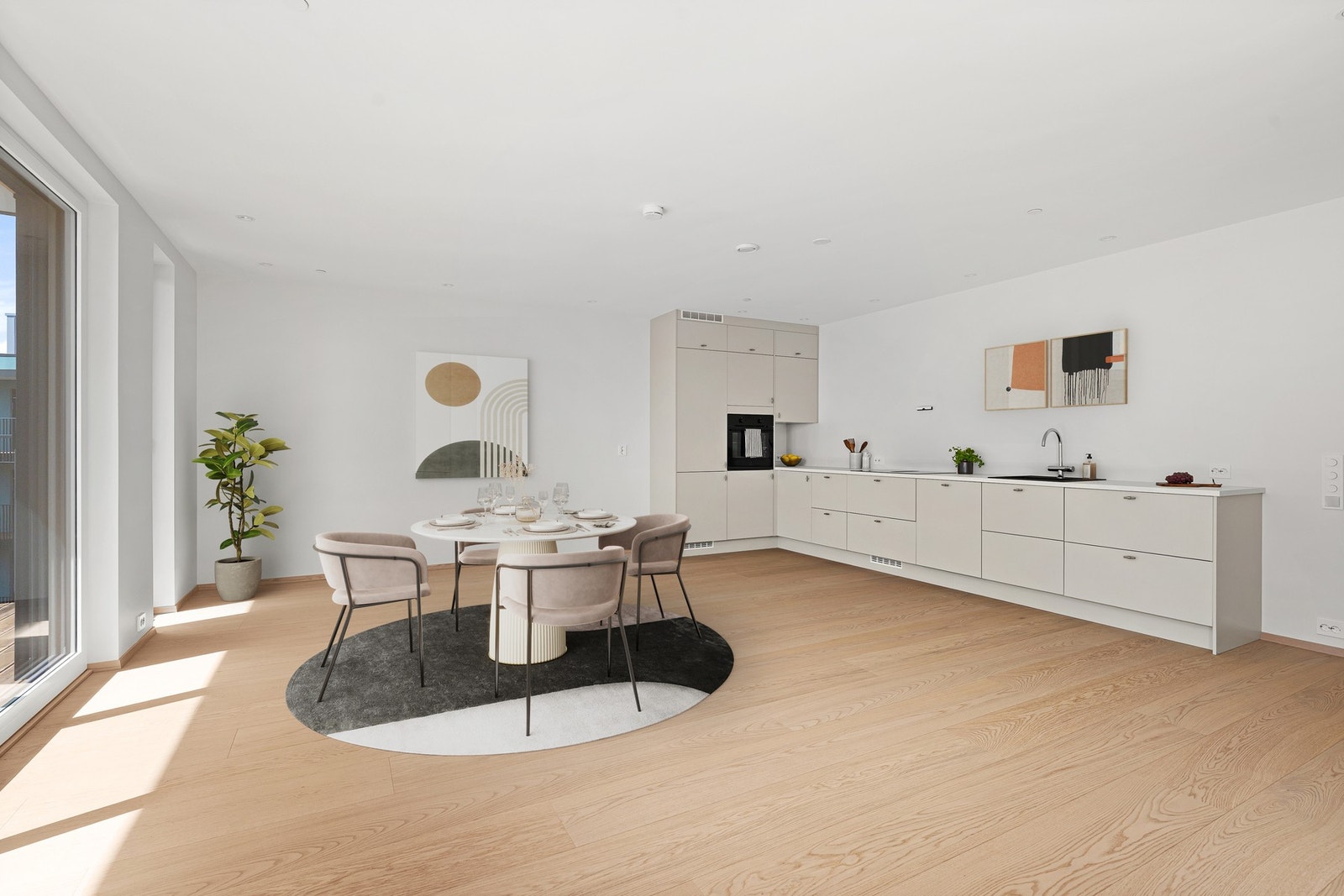 Leiligheten er ferdigstilt i 2025 og har gjort flere gode oppgraderinger! ( 3D-møblert bilde for illustrasjon) Galleribilde