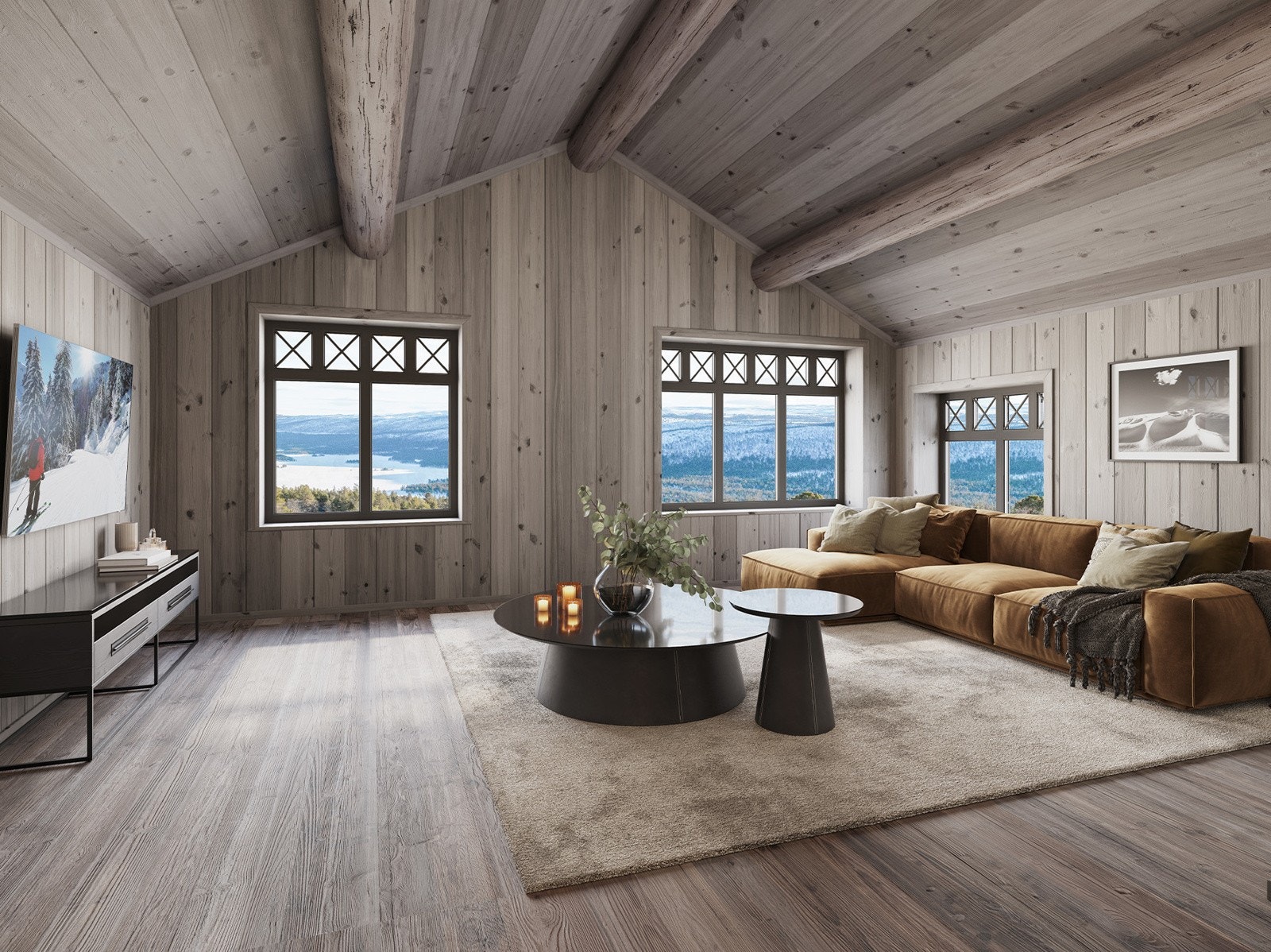 Tv stue på hems. Bilde er illustrasjon og avvik kan forekomme Galleribilde