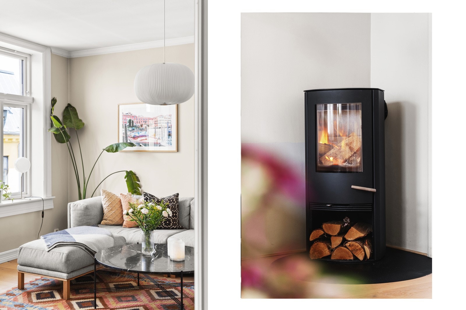 Den moderne peisovnen skaper en lun og behagelig stemning på kjølige dager. Galleribilde