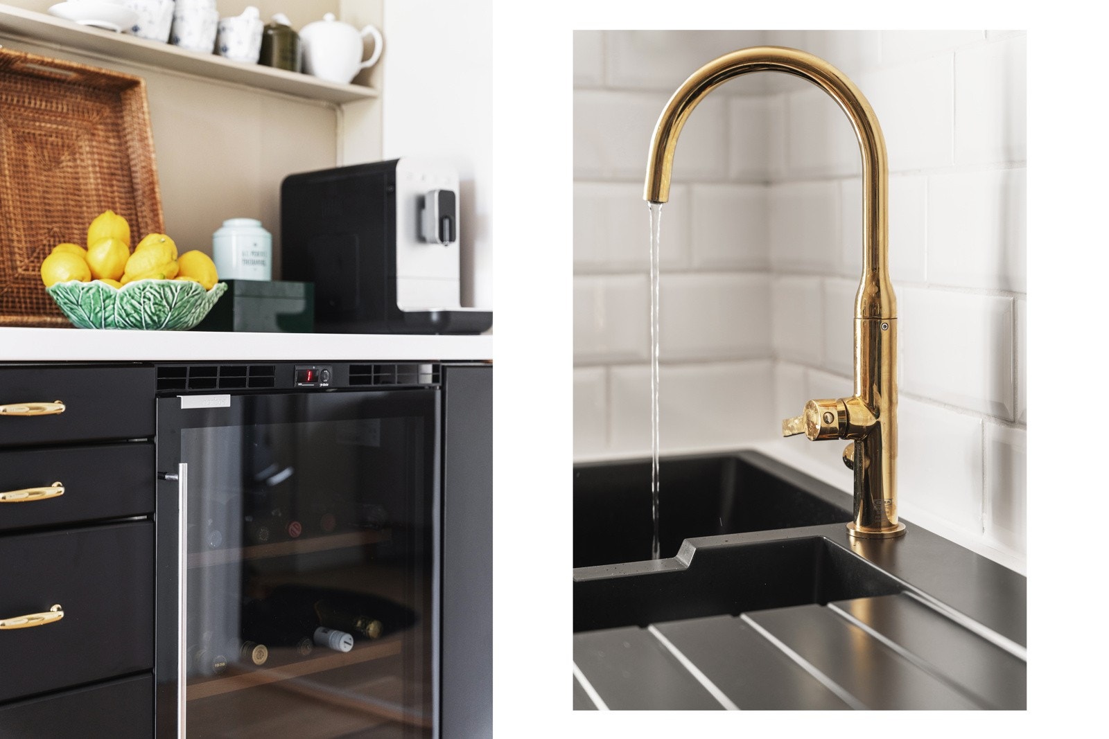 Boligen er gjennomført med stilrene detaljer som vinskap på kjøkkenet. Galleribilde