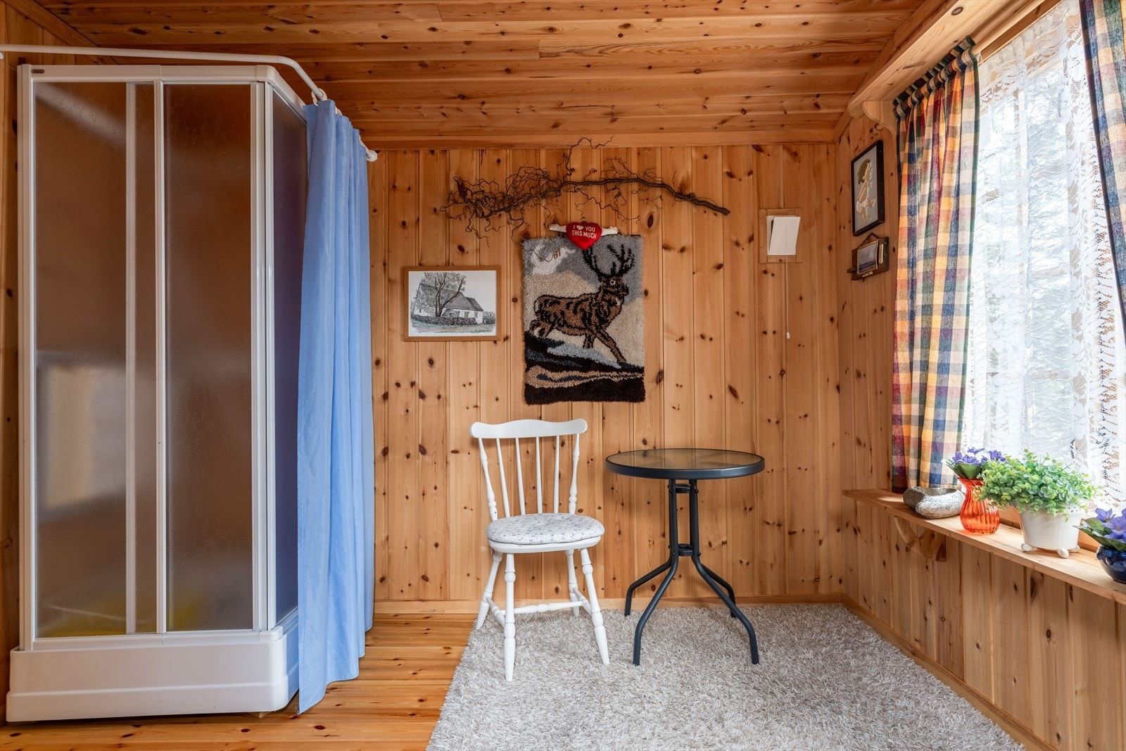 Rom i uthus med pumpedursj Galleribilde