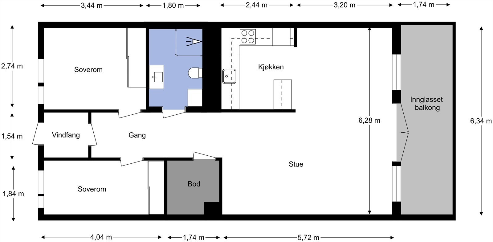 Plantegning utarbeidet av takstmann. Galleribilde