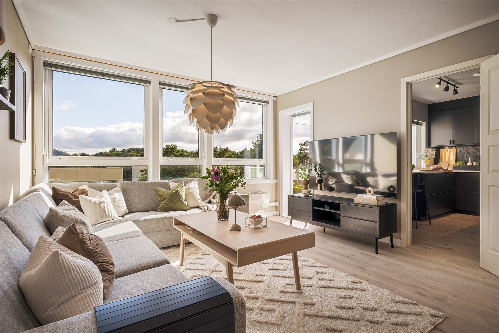 Grunnpakke kabel-TV og internett via Telia er inkludert i felleskostnadene. Galleribilde