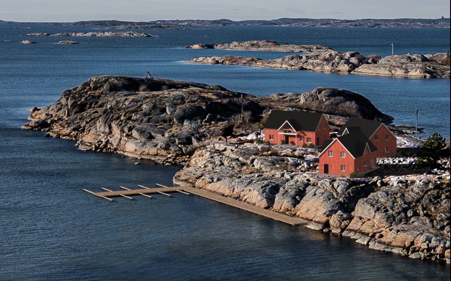 Husen och brygg är en rendering. Galleribilde