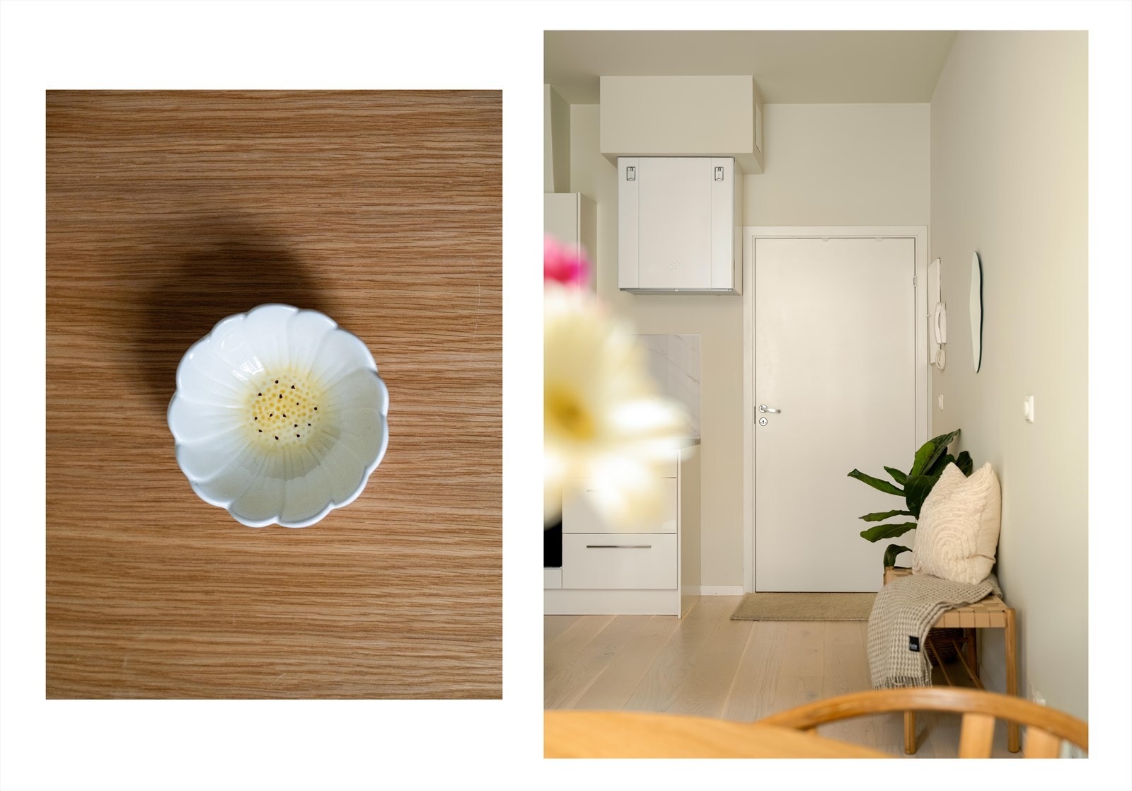 Direkte adkomst til den åpen stue- og kjøkkenløsningen. Galleribilde